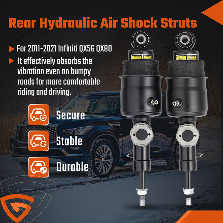 Pair Rear Hydraulic Air Suspension Shock Struts Fit Infiniti QX56 QX80 2011-2021