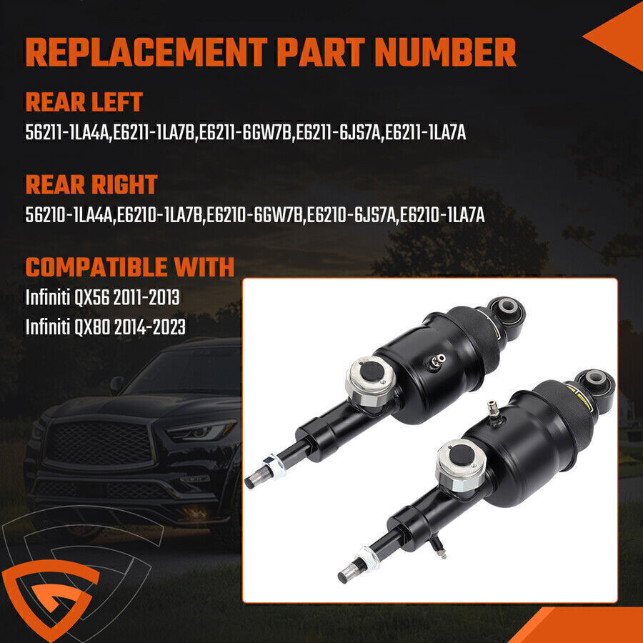 Pair Rear Hydraulic Air Suspension Shock Struts Fit Infiniti QX56 QX80 2011-2021