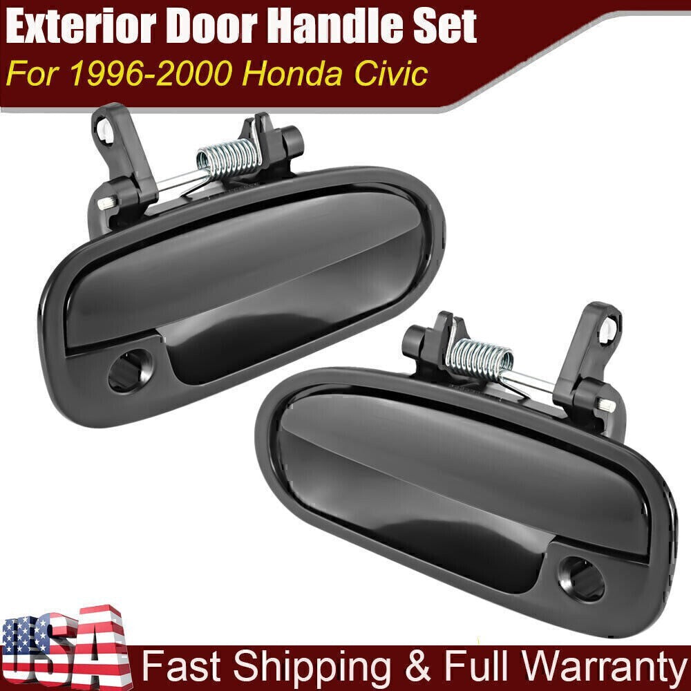 Exterior Door Handle Set For 96-00 Honda Civic Primed Plastic Front Left & Right