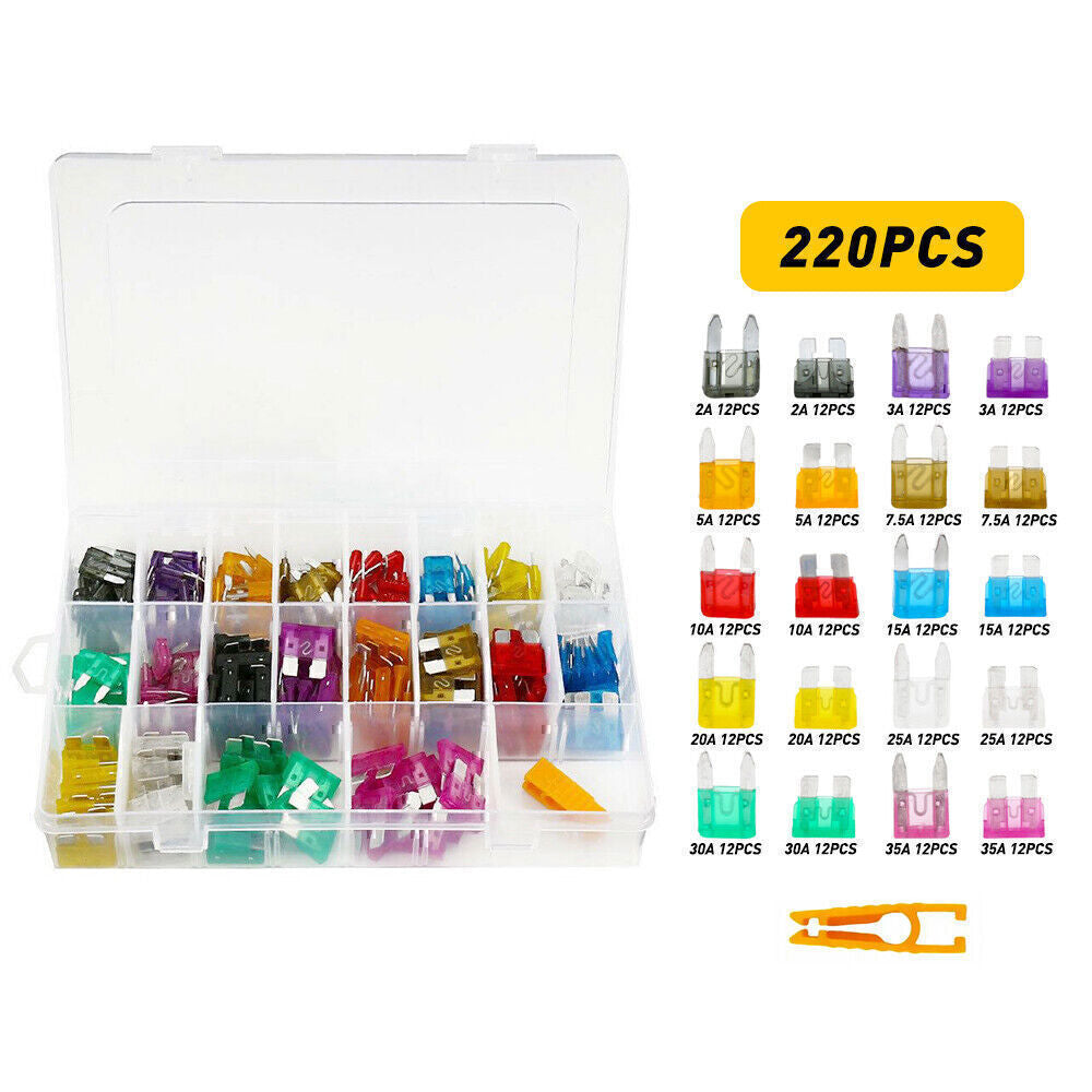 220pcs Car Blade Fuse Assortment Assorted Blade Auto Truck Automotive Parts