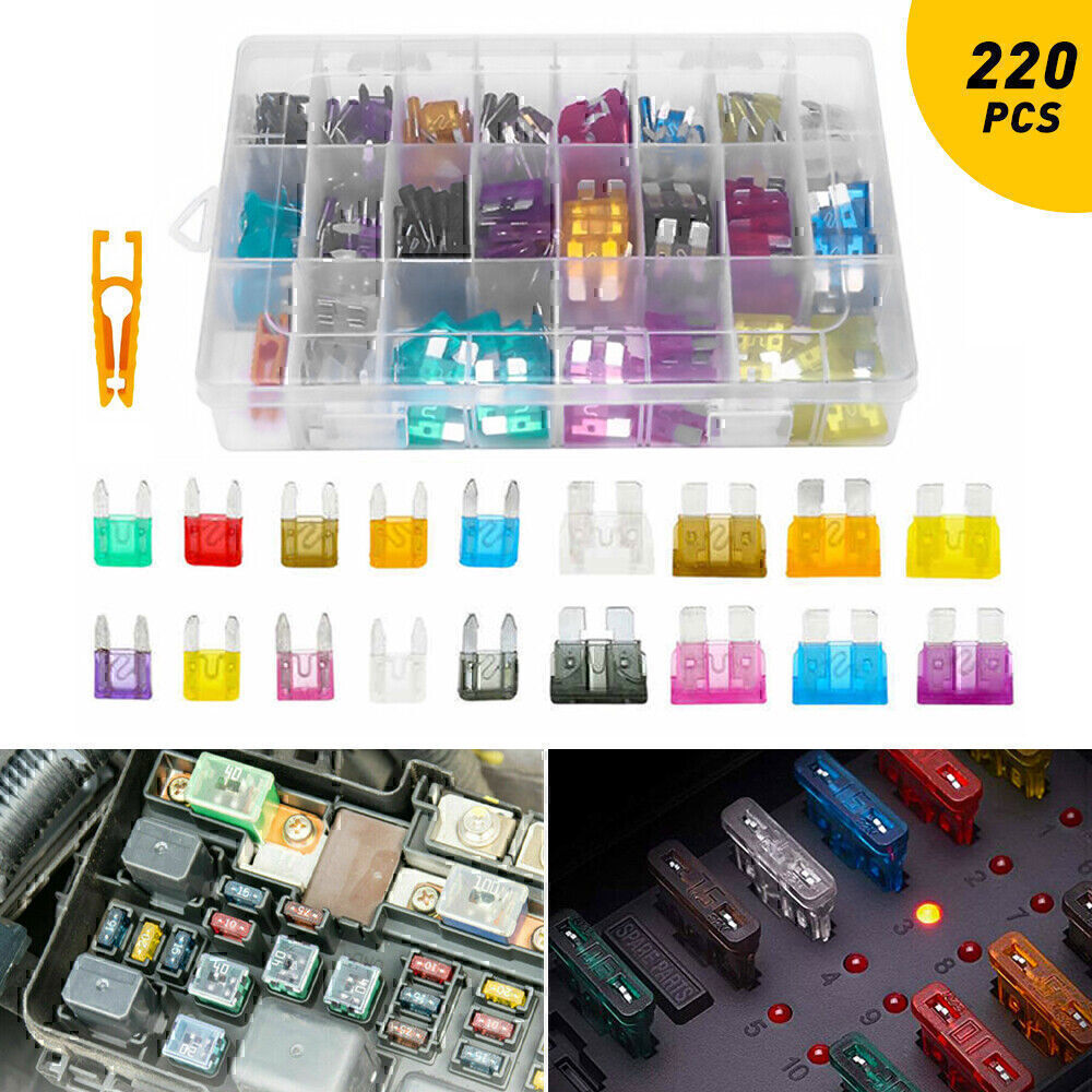 220pcs Car Blade Fuse Assortment Assorted Blade Auto Truck Automotive Parts