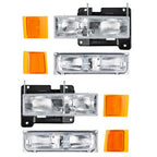 For 1994-1998 Chevy Silverado C10 C/K 1500 2500 3500 Headlights w/Bumper Lamp
