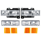 For 1994-1998 Chevy Silverado C10 C/K 1500 2500 3500 Headlights w/Bumper Lamp