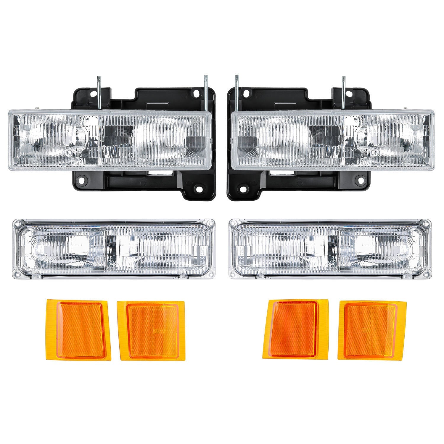 For 1994-1998 Chevy Silverado C10 C/K 1500 2500 3500 Headlights w/Bumper Lamp