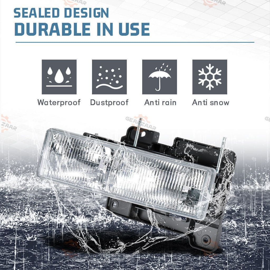 For 1994-1998 Chevy Silverado C10 C/K 1500 2500 3500 Headlights w/Bumper Lamp