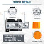 For 1994-1998 Chevy Silverado C10 C/K 1500 2500 3500 Headlights w/Bumper Lamp