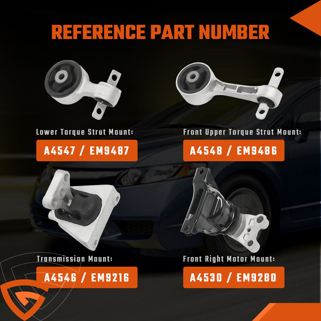 4Pcs Transmission Engine Motor Mount Fit 2006-2011 Honda Civic 1.8L For Manual