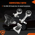4Pcs Transmission Engine Motor Mount Fit 2006-2011 Honda Civic 1.8L For Manual