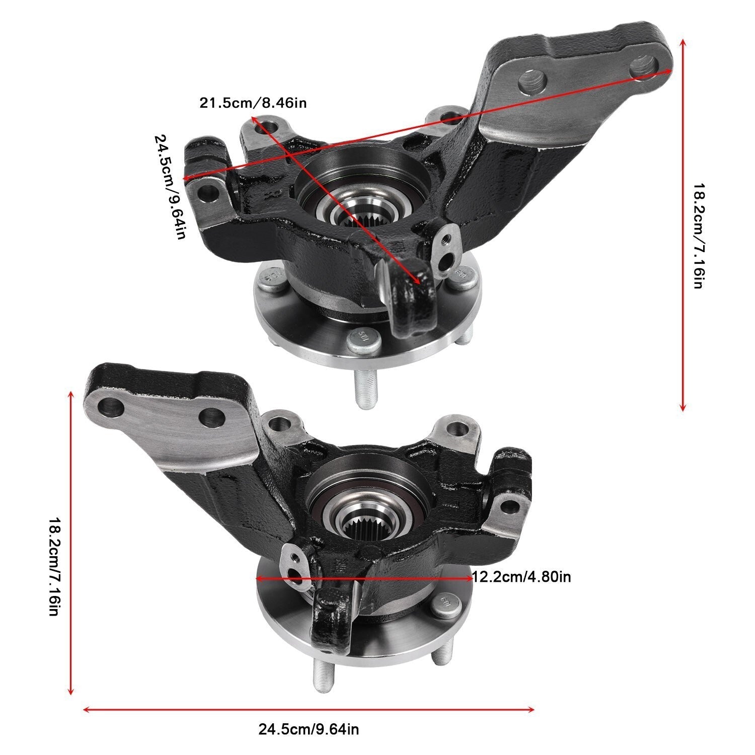 Pair Front L +R Wheel Bearing Hub Knuckle Assembly for 2013-19 Nissan Versa 1.6L