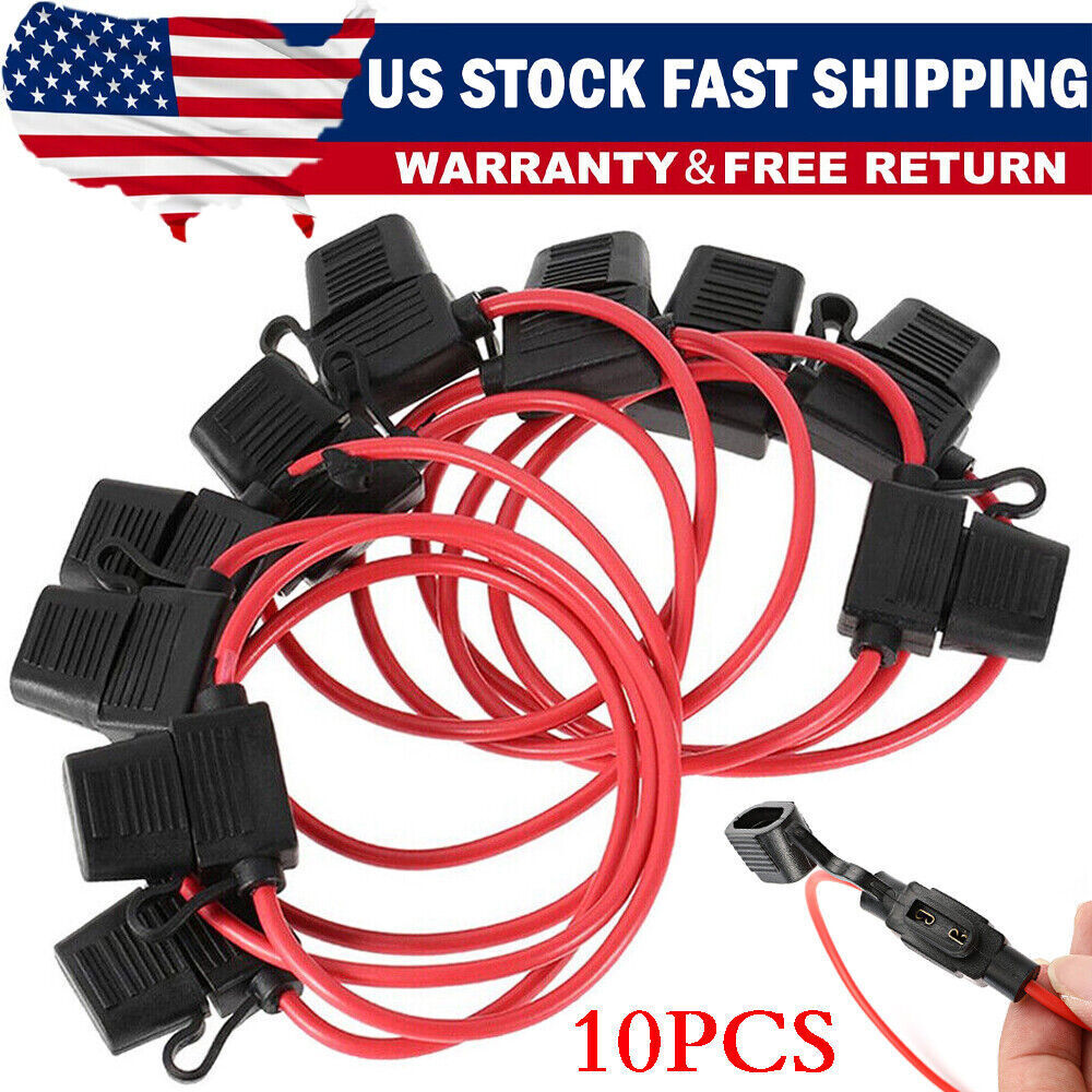 Inline Fuse Holder to Accept 12V 30A Small Blade Fuses Splash Proof Car 18AWG*