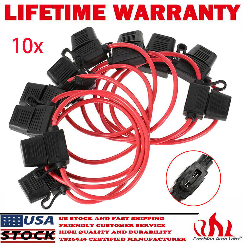 Inline Fuse Holder to Accept 12V 30A Small Blade Fuses Splash Proof Car 18AWG*