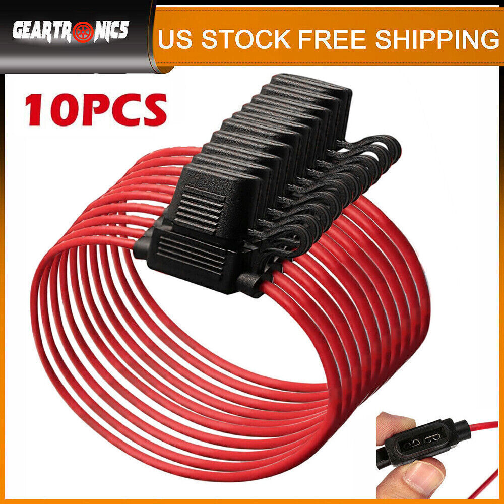 Inline Fuse Holder to Accept 12V 30A Small Blade Fuses Splash Proof Car 18AWG*