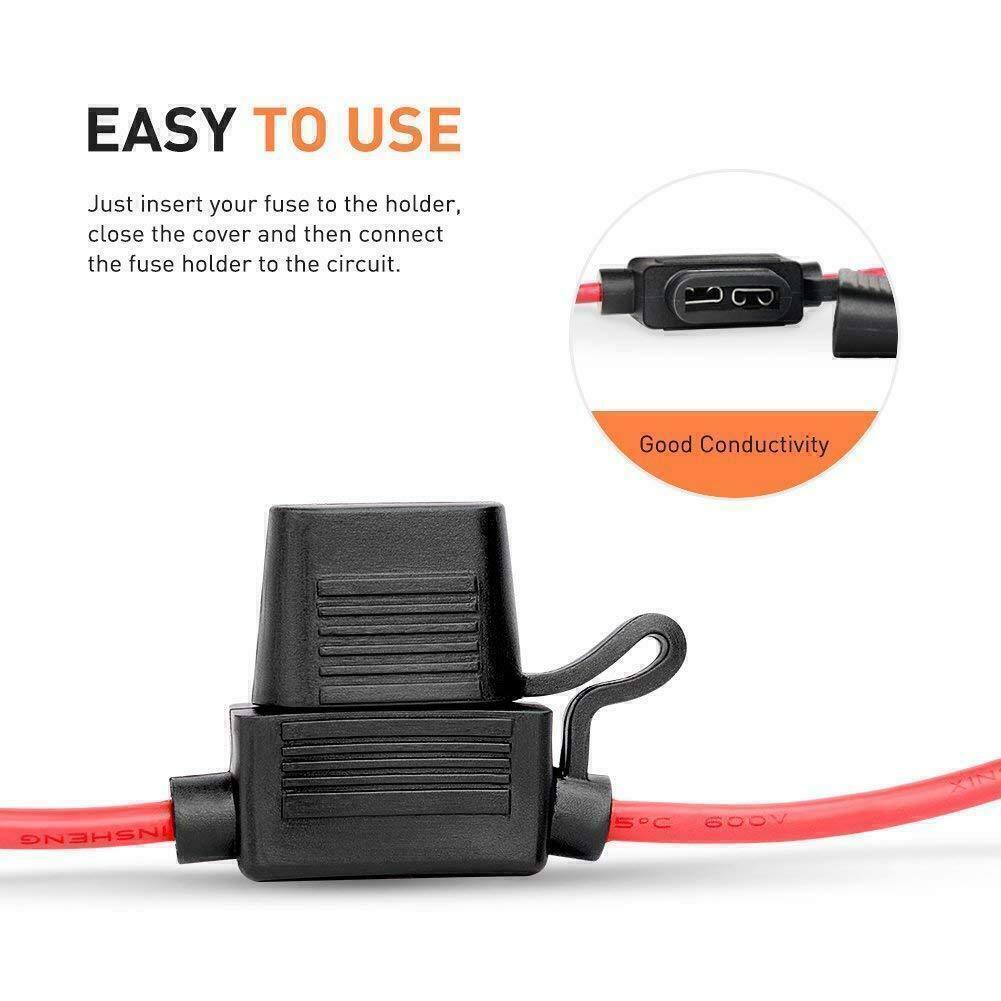 Inline Fuse Holder to Accept 12V 30A Small Blade Fuses Splash Proof Car 18AWG*