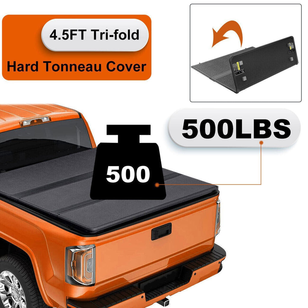 4.5FT Hard Tri-Fold for 2022-2023 2024 Ford Maverick Tonneau Cover Truck Bed US/