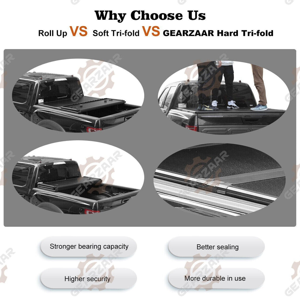 4.5FT Hard Tri-Fold for 2022-2023 2024 Ford Maverick Tonneau Cover Truck Bed US/