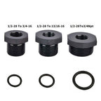 3x Black 1/2-28 to 3/4-16, 13/16-16, 3/4 NPT Thread Oil Filter Adapters Set
