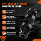 3/4" DD x 3/4" DD Double Steering Universal U Joint Shaft Coupler Black U-Joint