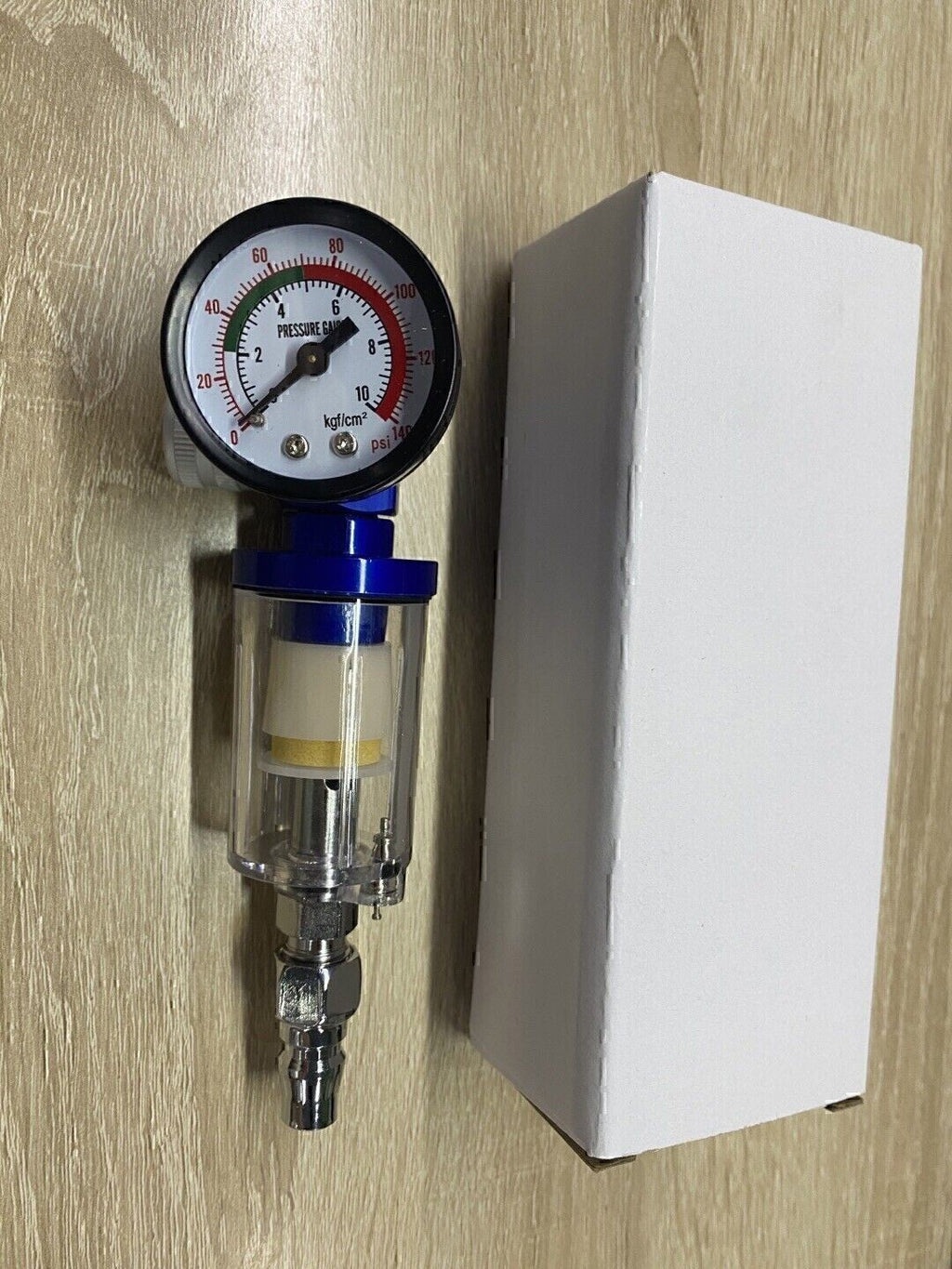 1/4" Spray Gun & In-Line Water Trap Filter Tool Air Pressure Regulator Gauge