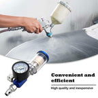 1/4" Spray Gun & In-Line Water Trap Filter Tool Air Pressure Regulator Gauge