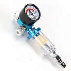 1/4" Spray Gun & In-Line Water Trap Filter Tool Air Pressure Regulator Gauge