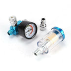 1/4" Spray Gun & In-Line Water Trap Filter Tool Air Pressure Regulator Gauge