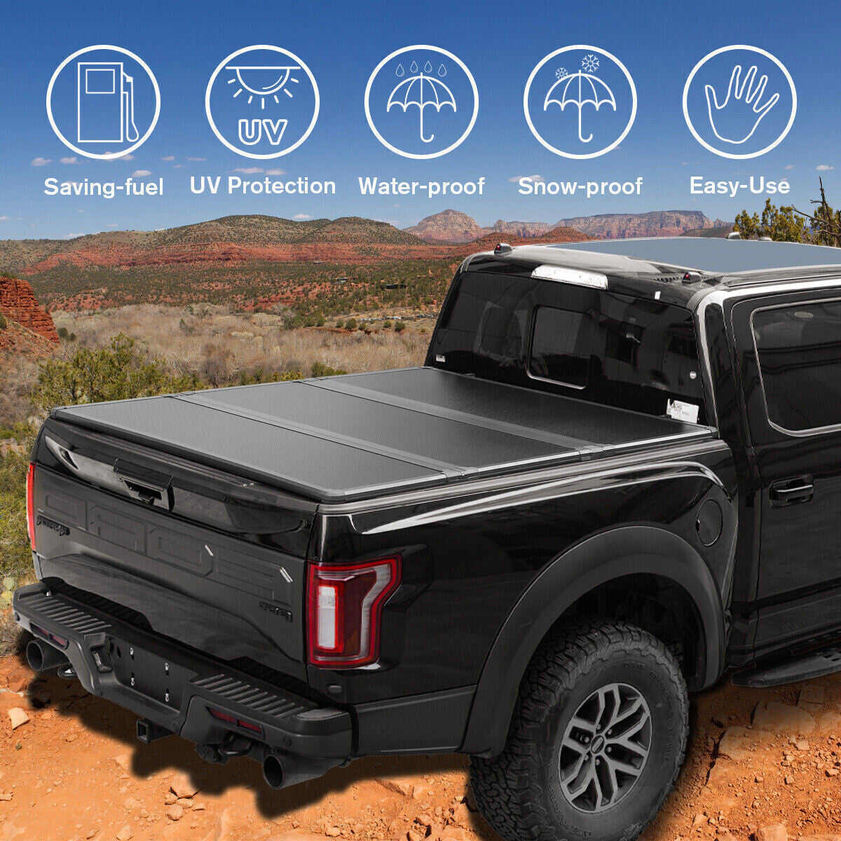5FT Hard Tri-Fold Fit 2017-2024 Honda Ridgeline Folding Tonneau Cover Truck Bed.