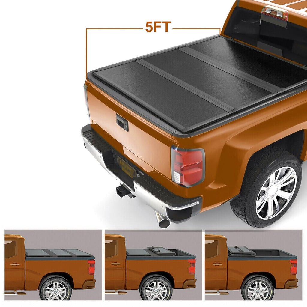 5FT Hard Tri-Fold Fit 2017-2024 Honda Ridgeline Folding Tonneau Cover Truck Bed.