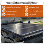 5FT Hard Tri-Fold Fit 2017-2024 Honda Ridgeline Folding Tonneau Cover Truck Bed.