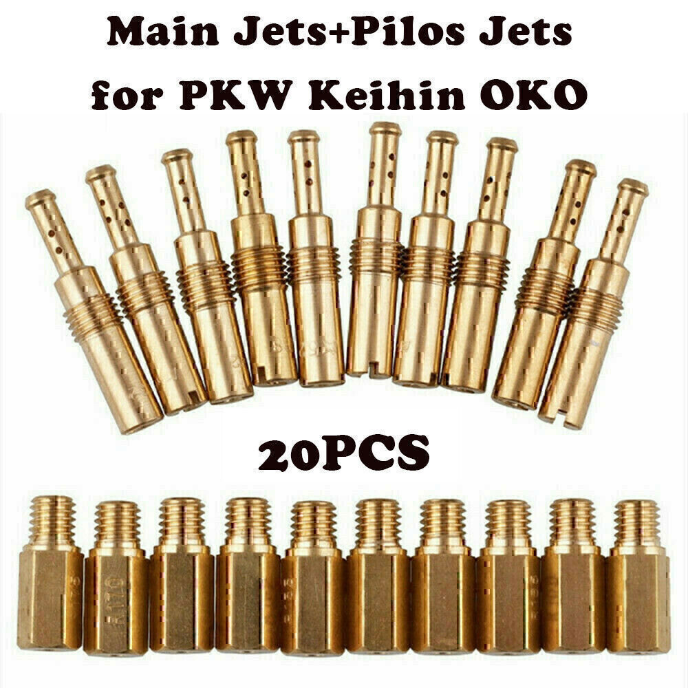 20Pcs Carburetor Main Jet kit & Slow/Pilot Jet Tool for PWK Keihin OKO CVK
