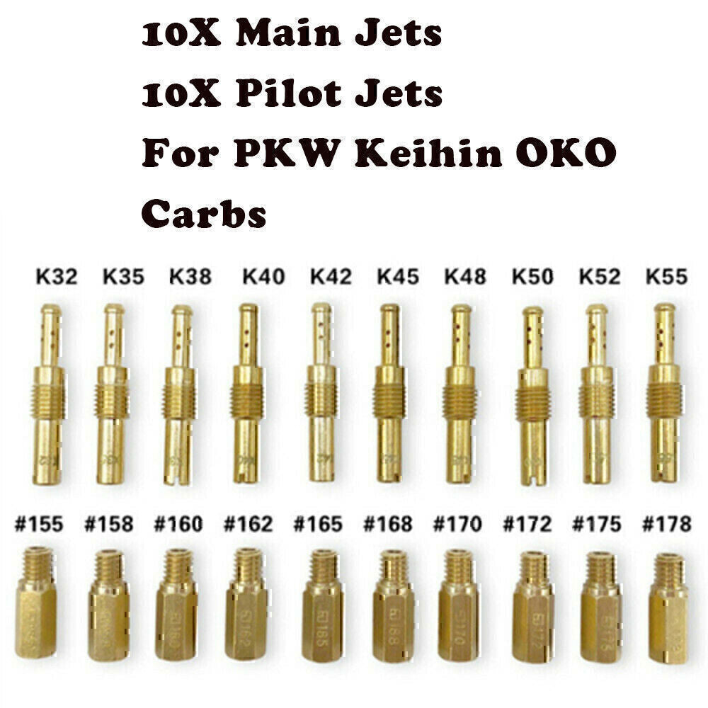 20Pcs Carburetor Main Jet kit & Slow/Pilot Jet Tool for PWK Keihin OKO CVK