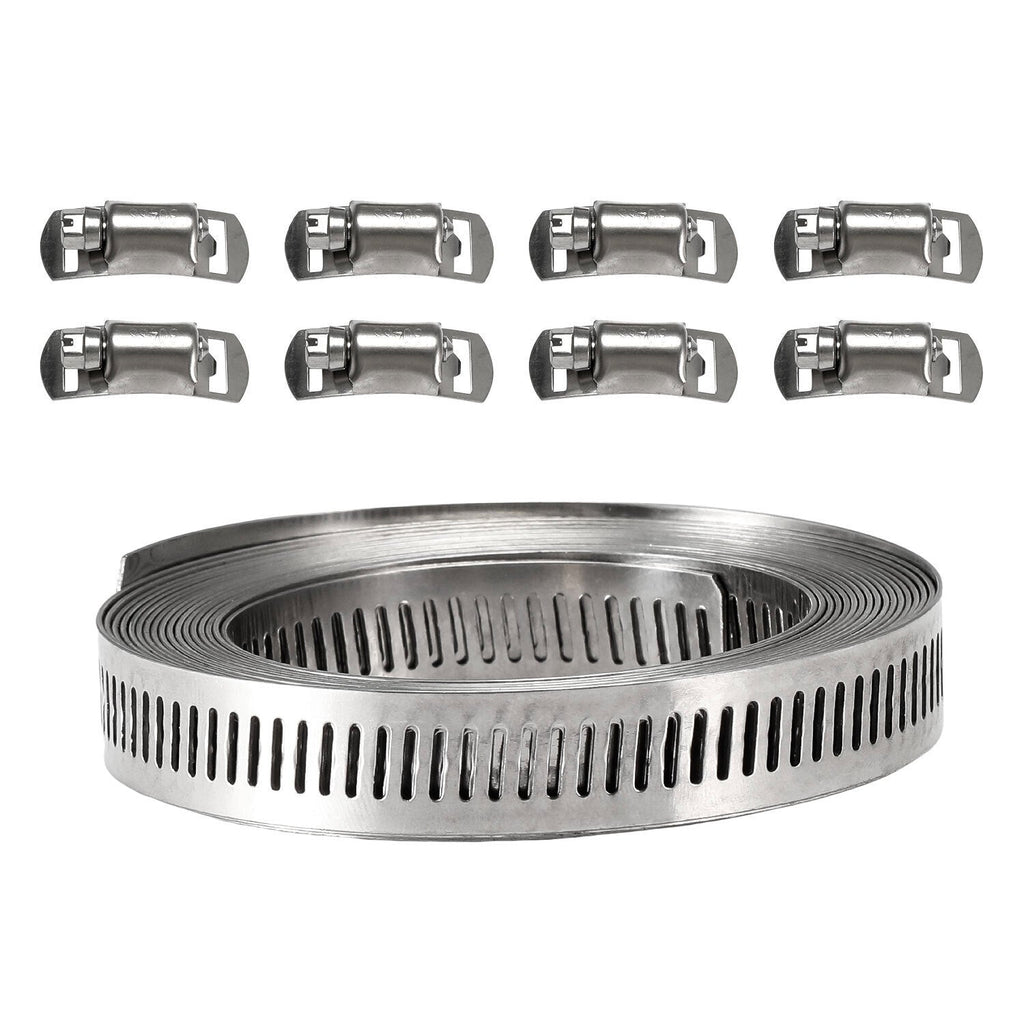 11.5FT Adjustable Large Hose Clamps Worm Gear Stainless Steel Clamp +8 Fastener