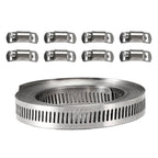 11.5FT Adjustable Large Hose Clamps Worm Gear Stainless Steel Clamp +8 Fastener