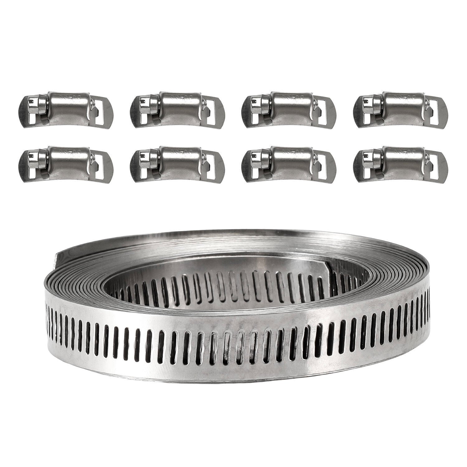 11.5FT Adjustable Large Hose Clamps Worm Gear Stainless Steel Clamp +8 Fastener