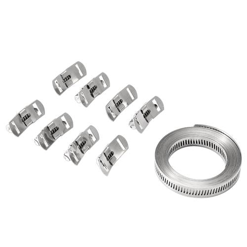 11.5FT Adjustable Large Hose Clamps Worm Gear Stainless Steel Clamp +8 Fastener