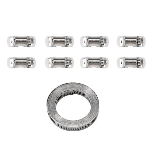 11.5FT Adjustable Large Hose Clamps Worm Gear Stainless Steel Clamp +8 Fastener
