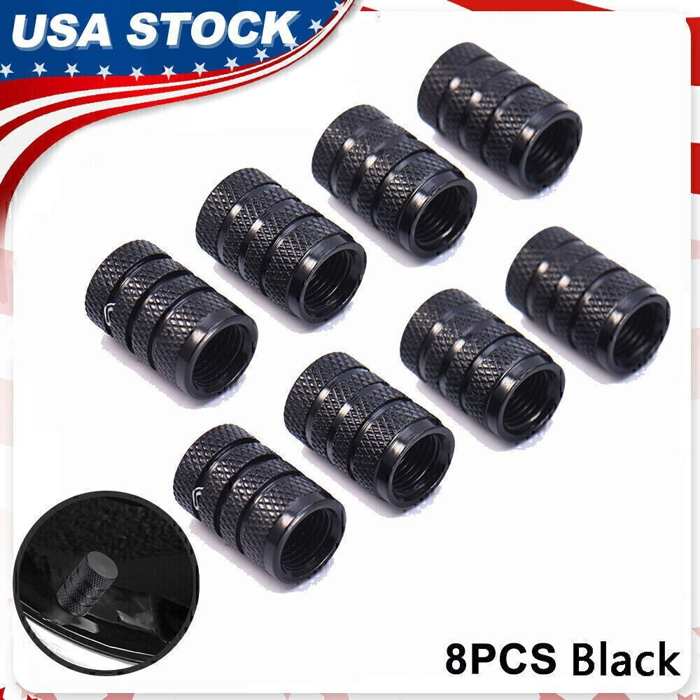 8x Tire Valve Air Dust Cover Stem Caps - Wheel Car Truck SUV Bike /Black