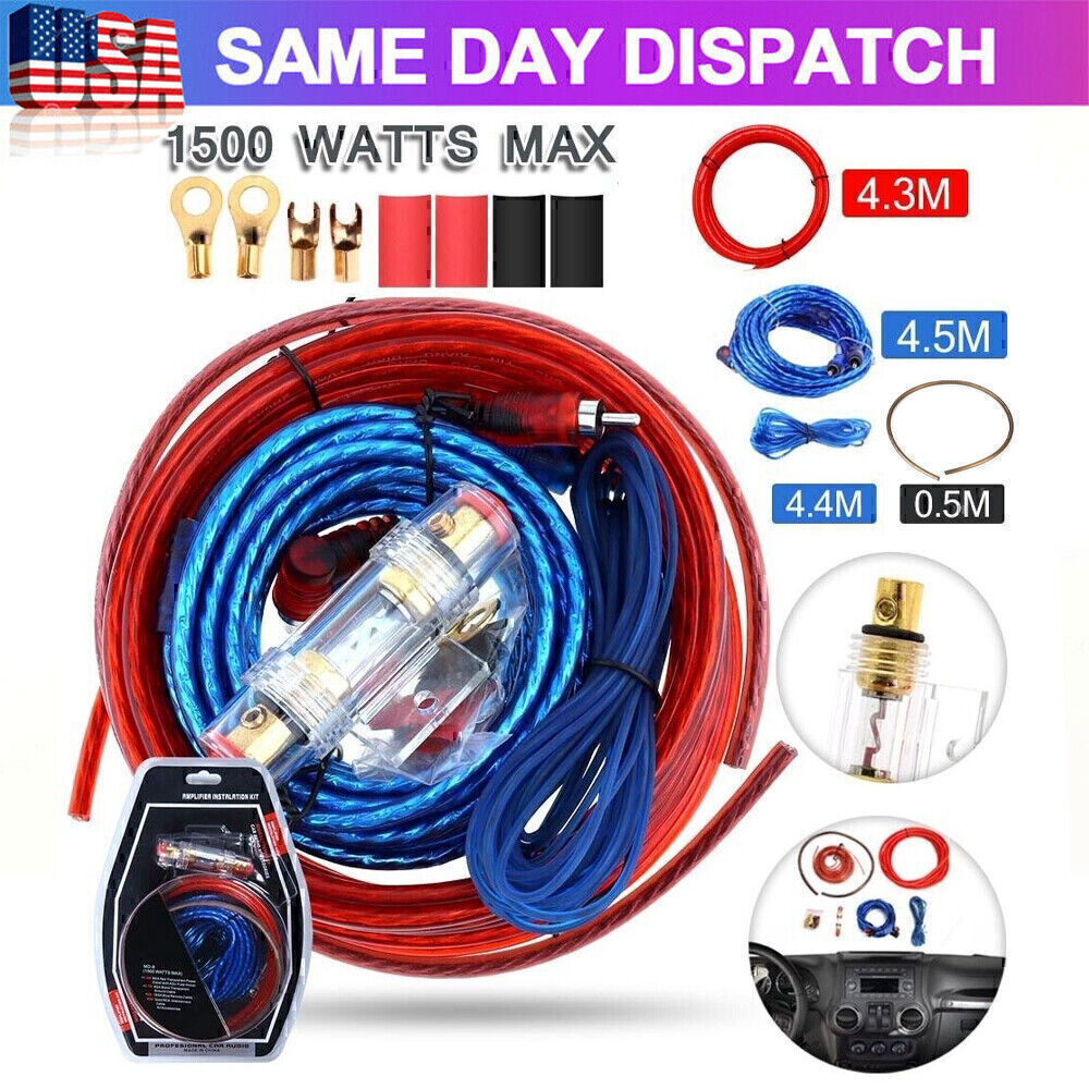 1500W Amp Auto Audio Cable Kit Amplifier Install RCA Subwoofer Sub Wiring 8Gaug!
