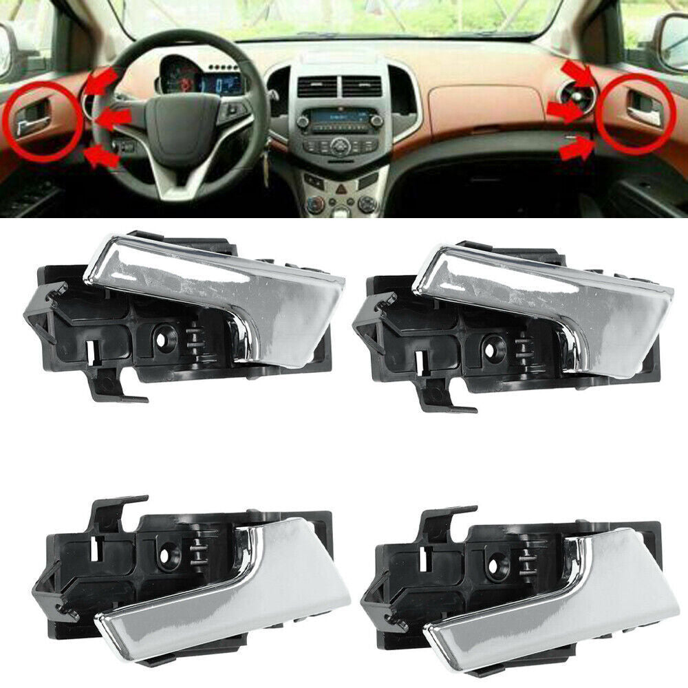 Set of 4 Left + Right Interior Inside Door Handle Chrome for Chevy Aveo G3