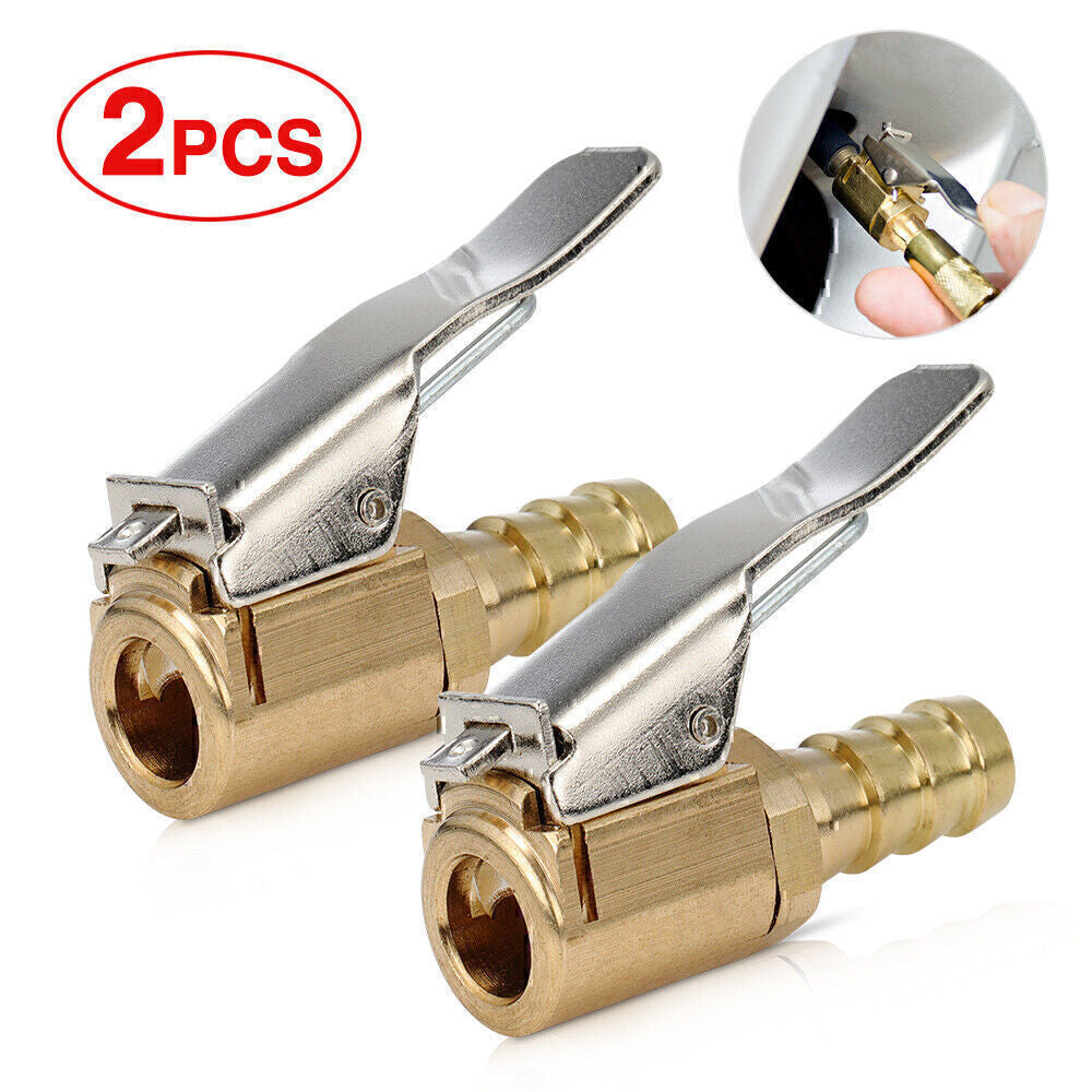 2 pcs Open Flow Straight Lock-On Air Chuck with Clip for Tire Inflator Car Tool
