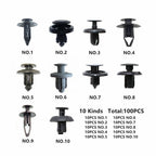 100 pcs Fender Clips Trim Car Auto Push Pin Rivet Bumper Fastener Panel-Retainer