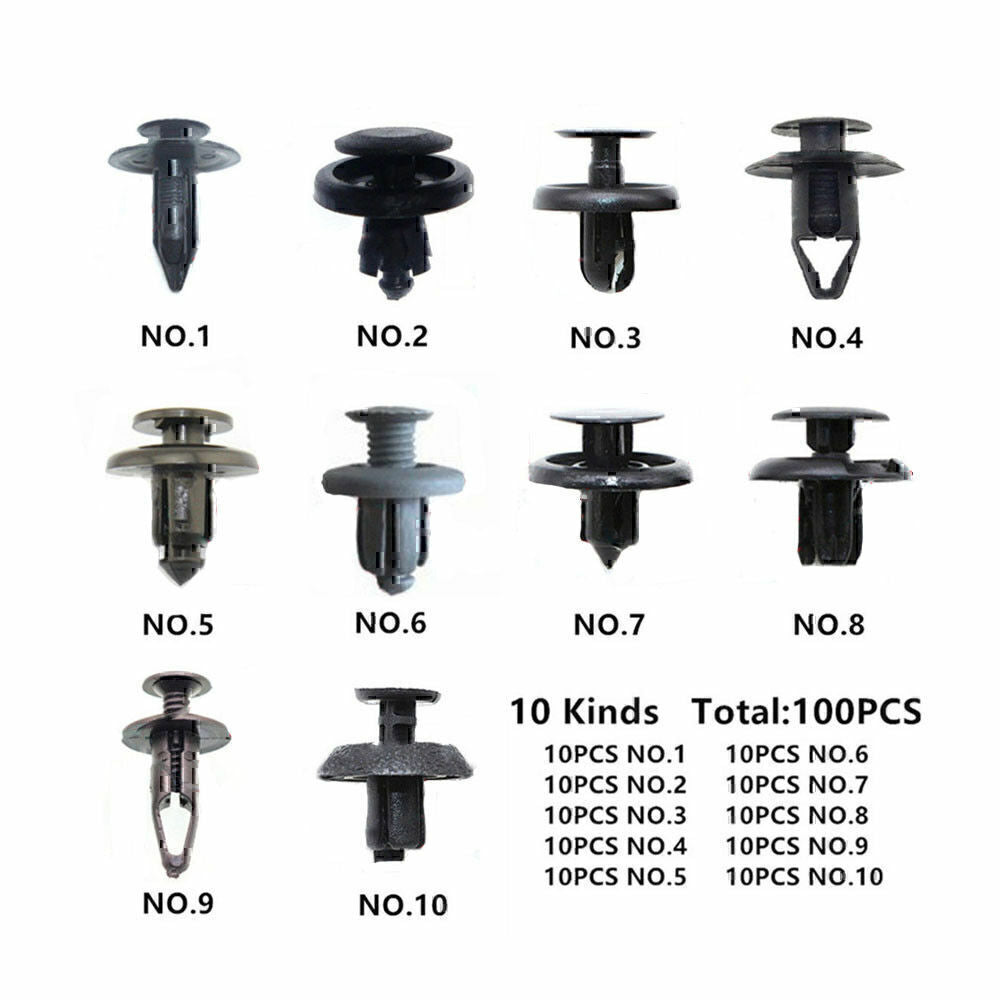 100 pcs Fender Clips Trim Car Auto Push Pin Rivet Bumper Fastener Panel-Retainer
