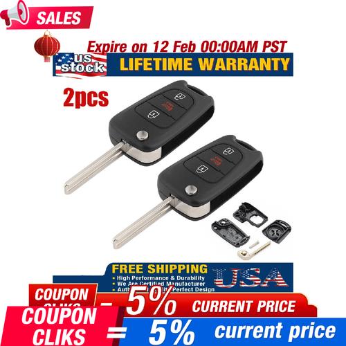 Fits 2012-2014 Kia Rio / 2010-2013 Kia Soul Flip Key Fob Remote Case Shell 2 Se!