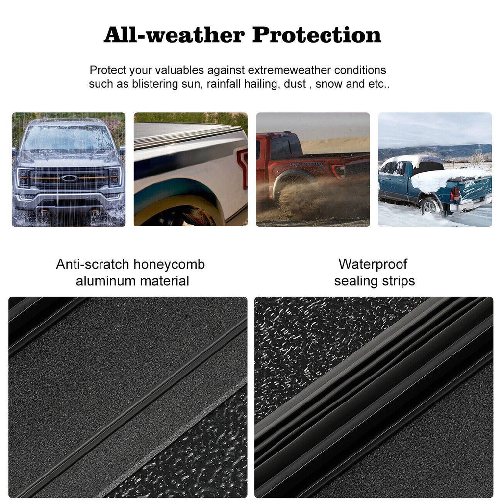 5.7FT 3-Fold Truck Bed Tonneau Cover Fit for 2009-24 Dodge Ram 1500 Pickup USA