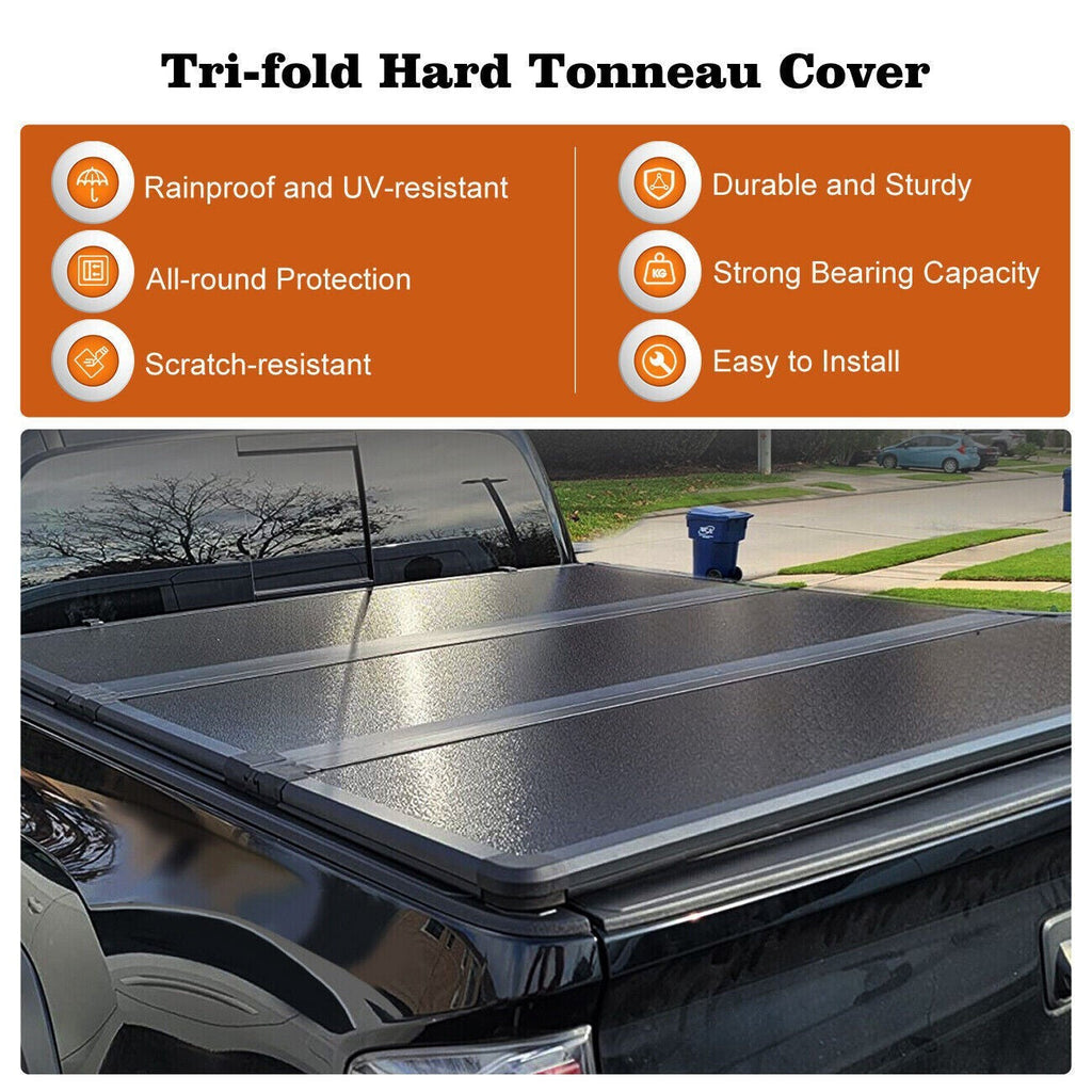 5.7FT 3-Fold Truck Bed Tonneau Cover Fit for 2009-24 Dodge Ram 1500 Pickup USA