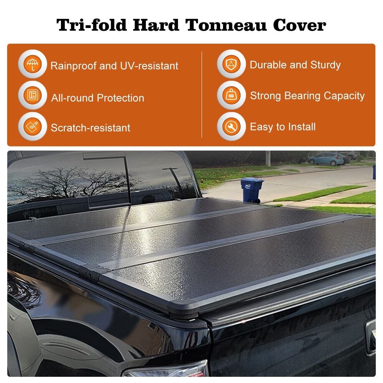 5.7FT 3-Fold Truck Bed Tonneau Cover Fit for 2009-24 Dodge Ram 1500 Pickup USA