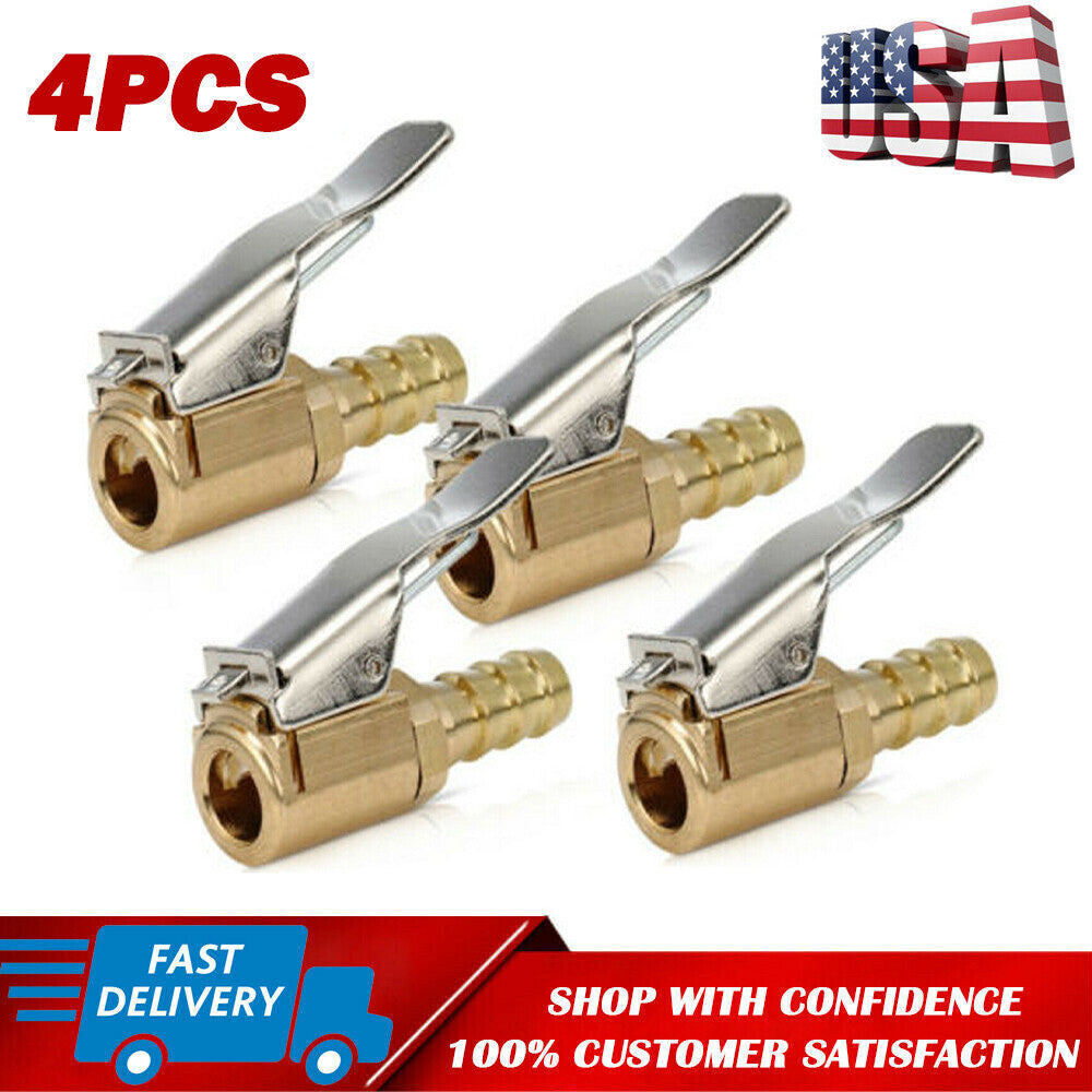 （4） 8mm Car Tyre Wheel Tire Air Chuck Inflator Pump Valve Clip Connector Brass
