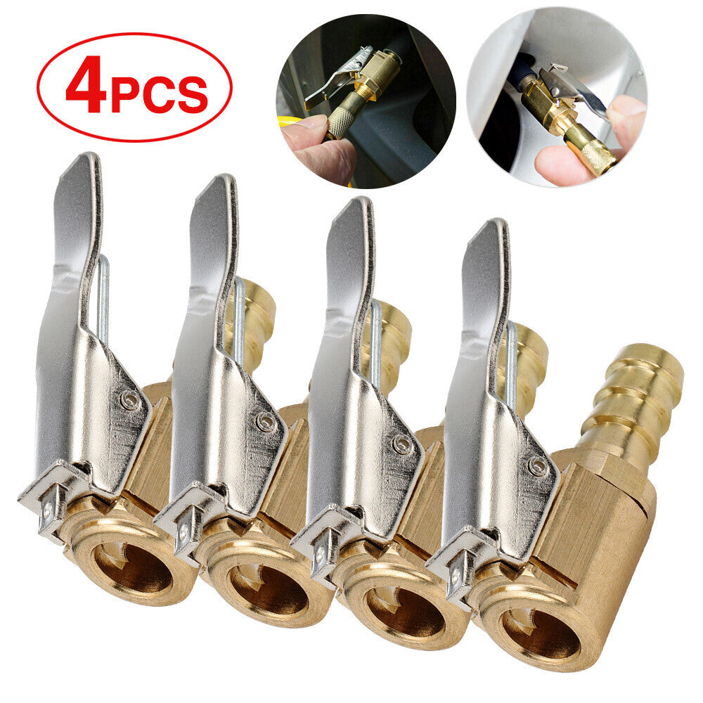 （4） 8mm Car Tyre Wheel Tire Air Chuck Inflator Pump Valve Clip Connector Brass