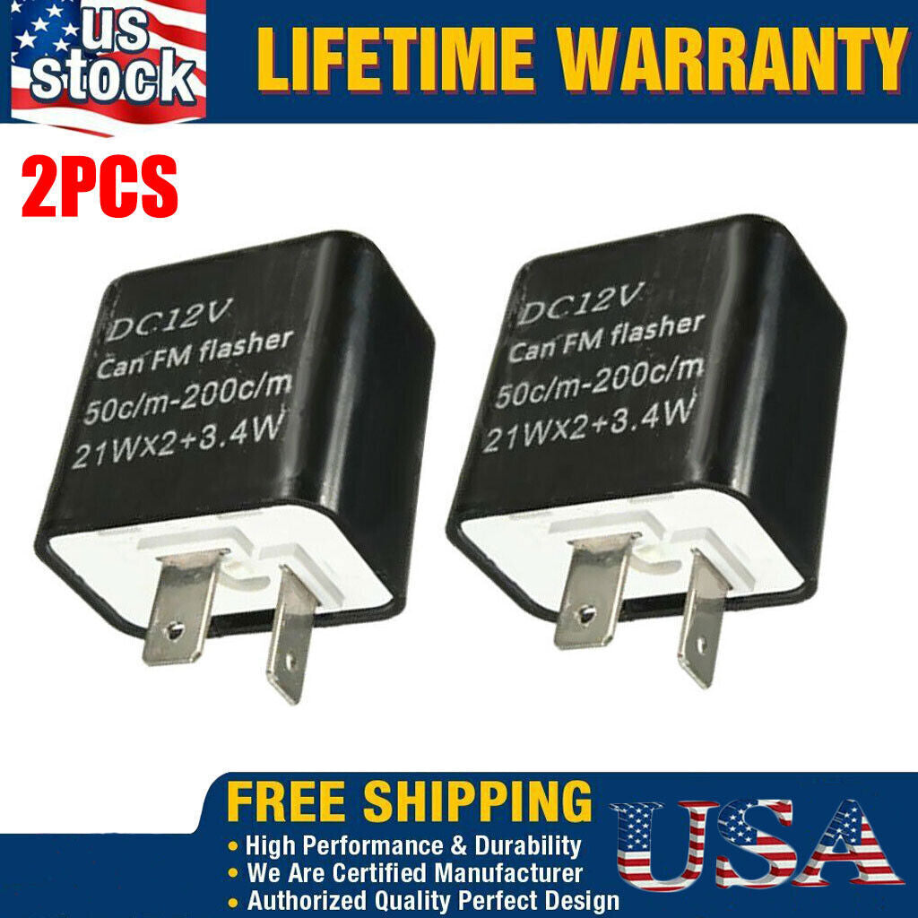 2 x Adjustable LED Flasher Relay Turn signal Blinker Light for Motorcycle 2Pin!