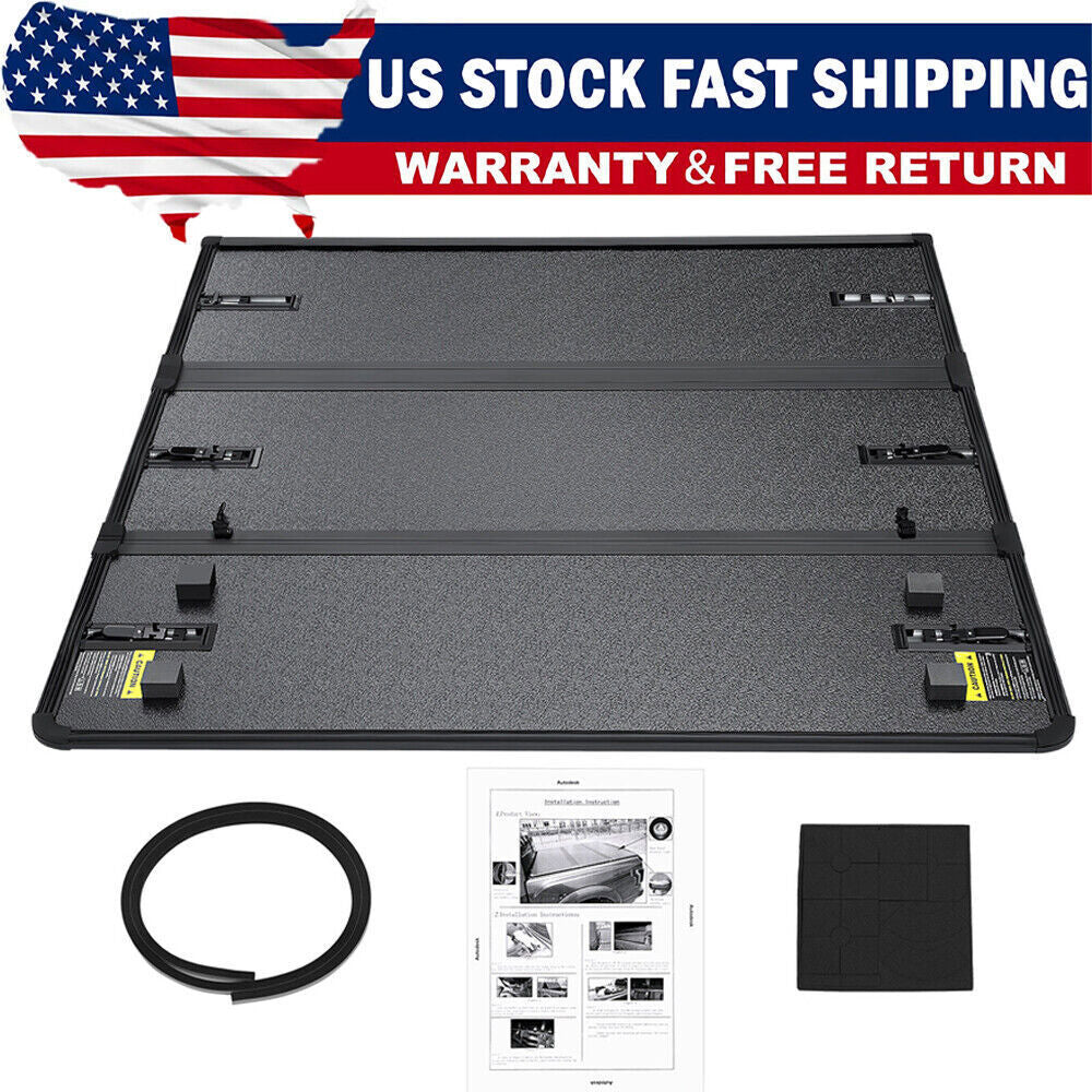 5FT 3-Fold Hard Tonneau Cover For 2005-2024 Nissan Frontier Bed Truck Waterproof