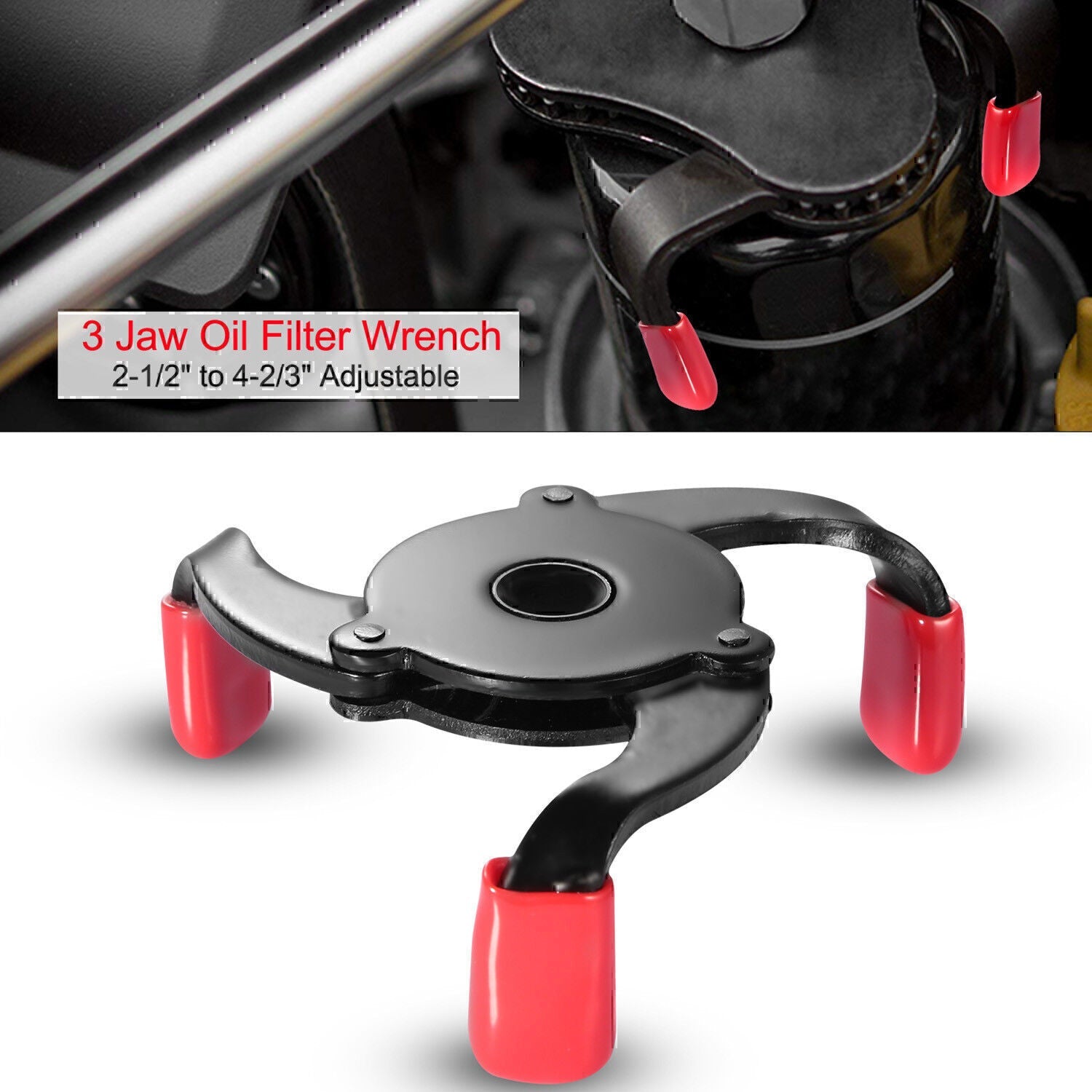 Universal Car 3 Jaws Oil Filter Wrench Adjustable Spanner Remover Removal Tool-
